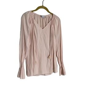 Ramy Brooke Nude Blush Pink Long Sleeve Blouse XS